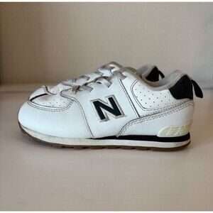 New Balance 574 Toddler Sz US 10 White and Gray/Green Sneaker Tennis Shoes